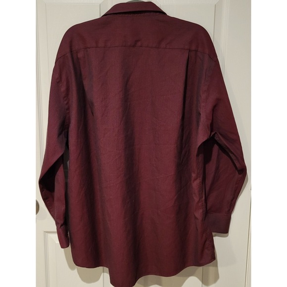 Awearness Kenneth Cole Burgundy Dress Shirt Mens XL 19 34/35 Slim Fit Non Iron - Picture 3 of 7